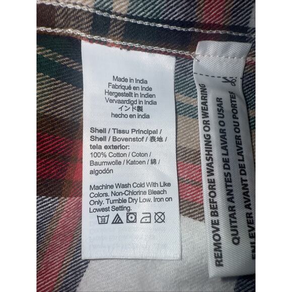 J Crew Men's Classic Fit Plaid Flannel Shirt Men's M Ivory Multi Plaid - Picture 5 of 6